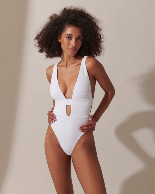 Lucerne Plunge Swimsuit Black/White