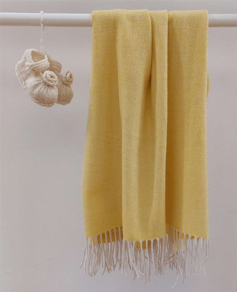 Baby Blanket in Lemon Diamond Herringbone