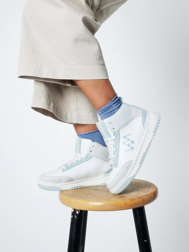 French Touch – Ice Blue Vegan High-Top Sneakers